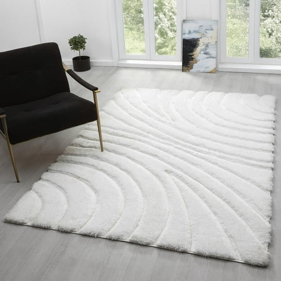 Luxe Weavers Modern Shag Geometric Cream 8x10 Area Rug, Indoor Carpet