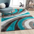 Luxe Weavers Modern Shag Geometric Turquoise 8x10 Area Rug, Indoor Carpet