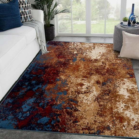 Luxe Weavers Modern Splatter Blue 6x9 Abstract Area Rug, Stain Resistant Carpet