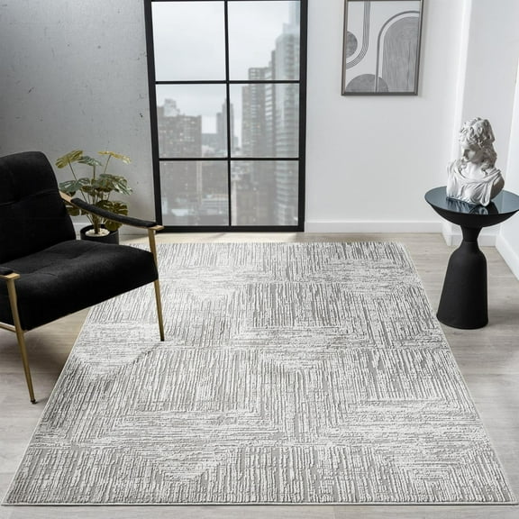 Luxe Weavers Modern Textured Silver 5x7 Area Rug, Non-Shedding Carpet