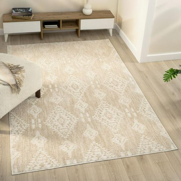 Luxe Weavers Moroccan Beige 5x7 Area Rug, Neutral Living Room Carpet
