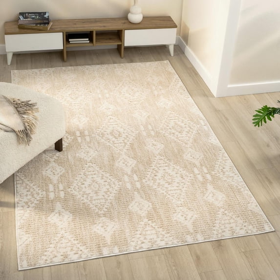 Luxe Weavers Moroccan Beige 8x10 Area Rug, Neutral Living Room Carpet
