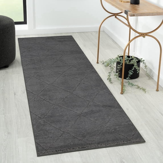 Luxe Weavers Moroccan Diamond Charcoal 2x7 Hallway Runner Rug