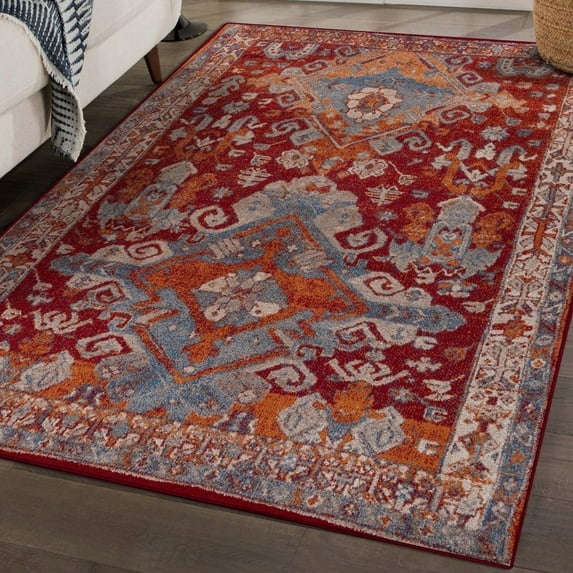 Luxe Weavers Moroccan Floral Red 9x12 Area Rug, Stain-Resistant Carpet