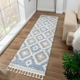 thumbnail image 1 of Luxe Weavers Moroccan Geometric Area Rug Blue 2x7 Braided Fringe Runner Rug, 1 of 6