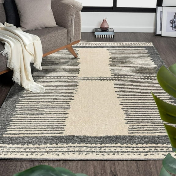 Luxe Weavers Moroccan Geometric Gray 5x7 Area Rug, Abstract Stripe Carpet