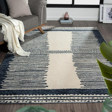 Luxe Weavers Moroccan Geometric Navy 5x7 Area Rug, Abstract Stripe Carpet