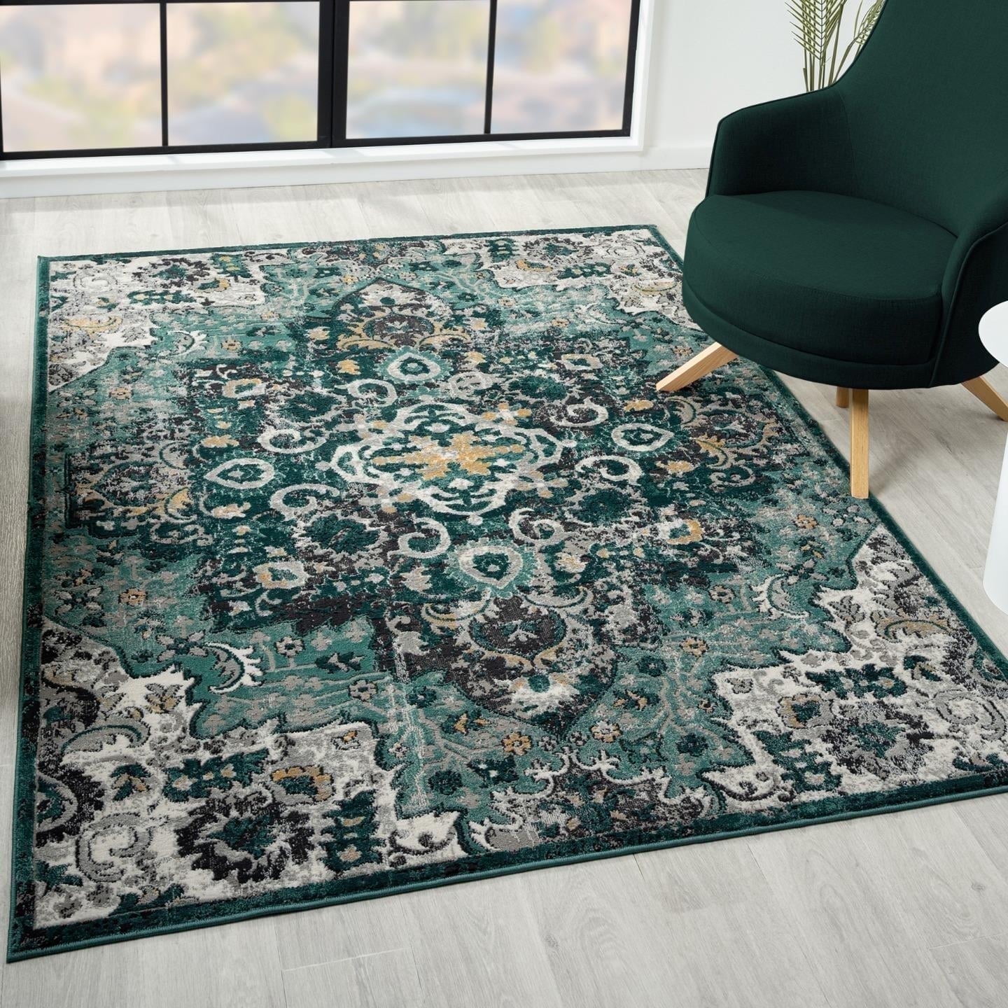 Green Moroccan Medallion 6' x 9' Synthetic Area Rug