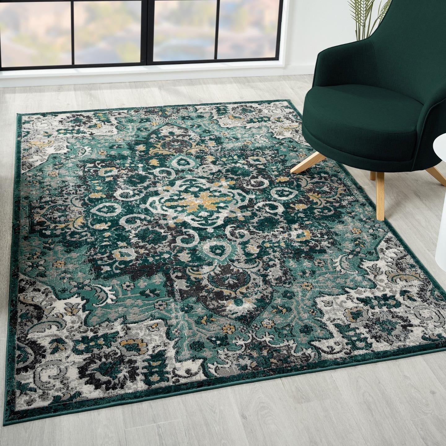 Green Moroccan Medallion 6' x 9' Synthetic Area Rug