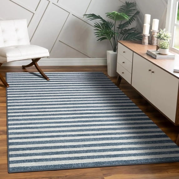 Luxe Weavers Moroccan Lines Area Rug Blue 9x12, Easy Clean Modern Home Décor Rug