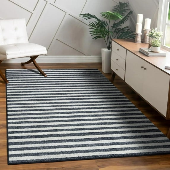 Luxe Weavers Moroccan Lines Area Rug Dark Gray 8x10, Easy Clean Modern Home Décor Rug