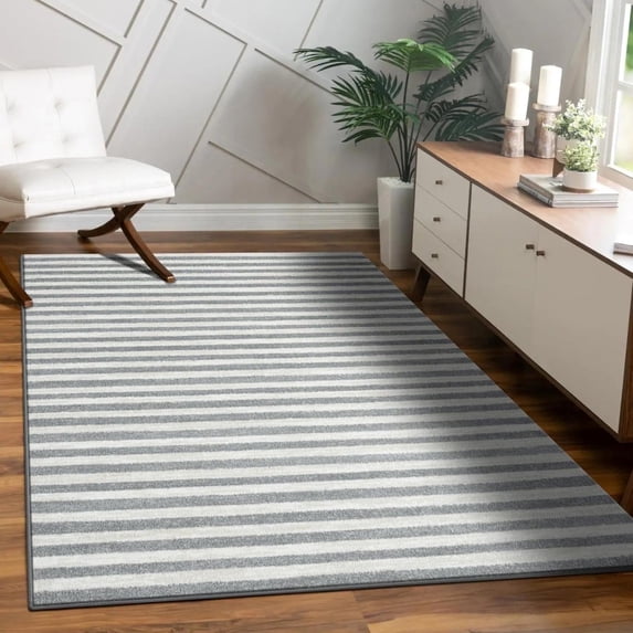 Luxe Weavers Moroccan Lines Area Rug Gray 5x7, Easy Clean Modern Home Décor Rug