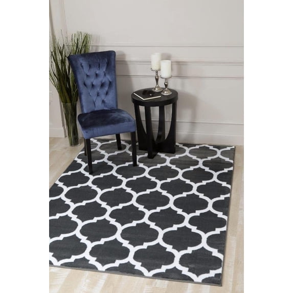 Luxe Weavers Moroccan Trellis Area Rug 8x10 Charcoal, Stain Resistant Carpet