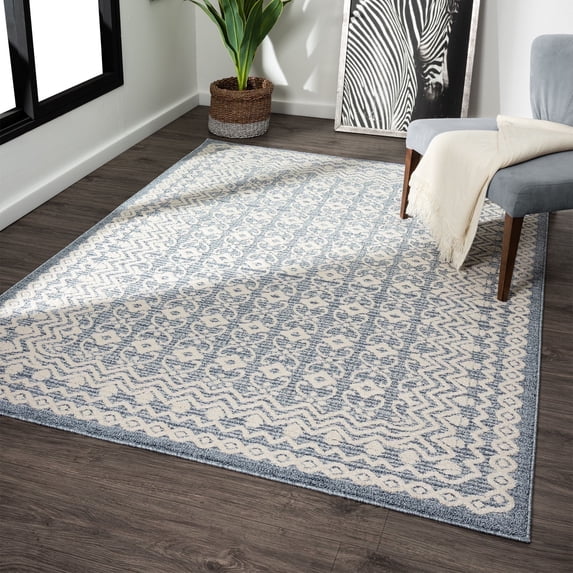 Luxe Weavers Moroccan Trellis Blue 6x9 Area Rug, Modern Floral Carpet