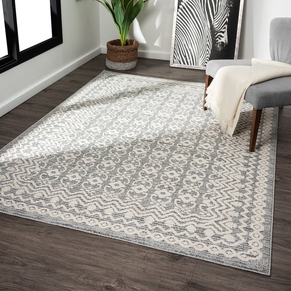 Luxe Weavers Moroccan Trellis Gray 6x9 Area Rug, Modern Floral Carpet