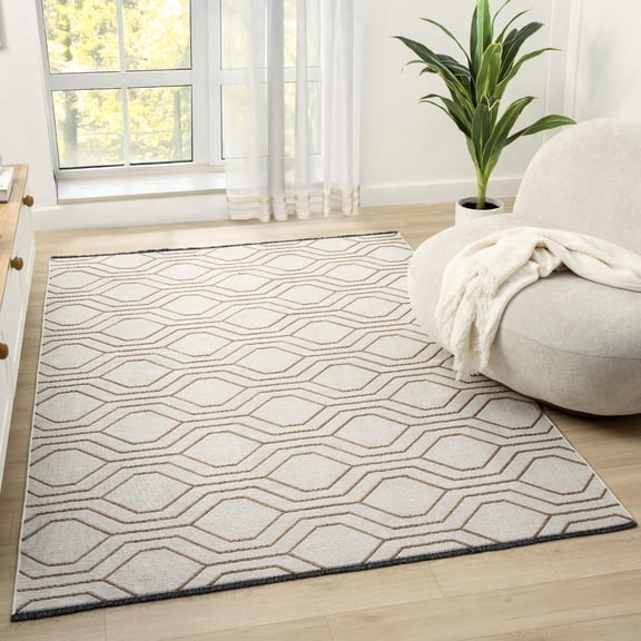 Luxe Weavers Moroccan Trellis White 6x9 Washable Area Rug, Anti-Slip Geometric Carpet