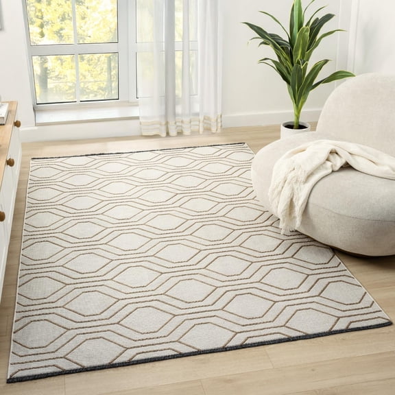 Luxe Weavers Moroccan Trellis White 9x12 Washable Area Rug, Anti-Slip Geometric Carpet