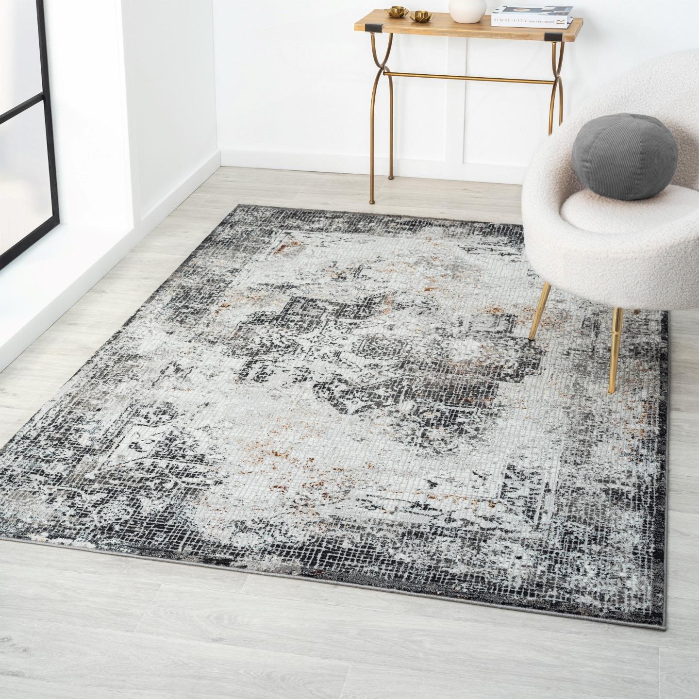 Luxe Weavers Mosaic Tile Gray 6x9 Area Rug with Distressed Effect