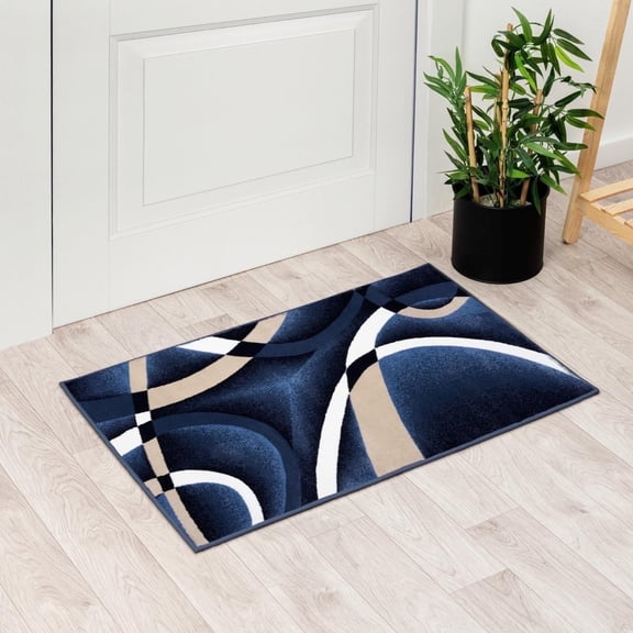 Luxe Weavers Navy Modern Abstract Area Rug 2x3 Geometric Living Room Carpet