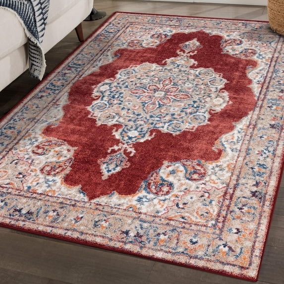 Luxe Weavers Non-Shed Bohemian Moroccan Area Rug 5x7 Rose Machine-Made Carpet