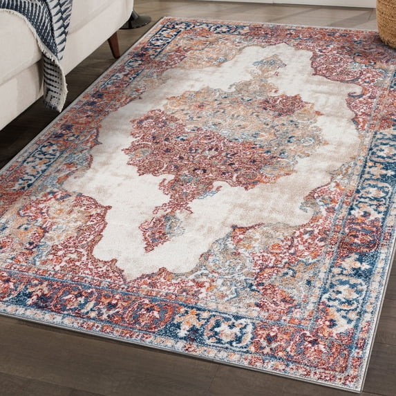 Luxe Weavers Non-Shed Bohemian Moroccan Area Rug 8x10 Cream Machine-Made Carpet