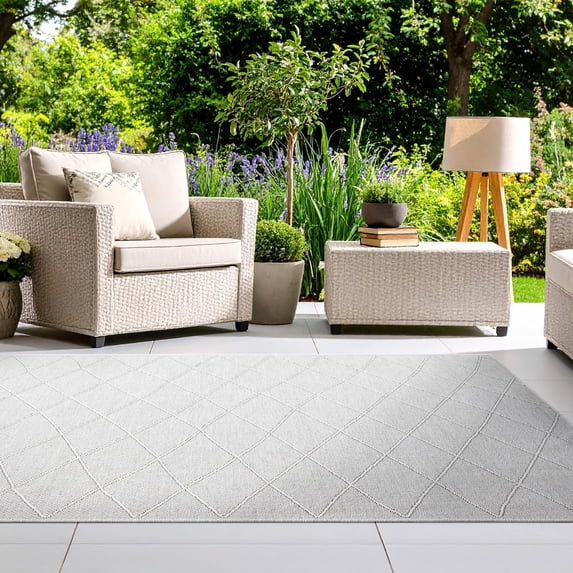 Luxe Weavers Non-Slip Washable Outdoor Mushroom 8x10 Area Rug, Modern Geometric Carpet