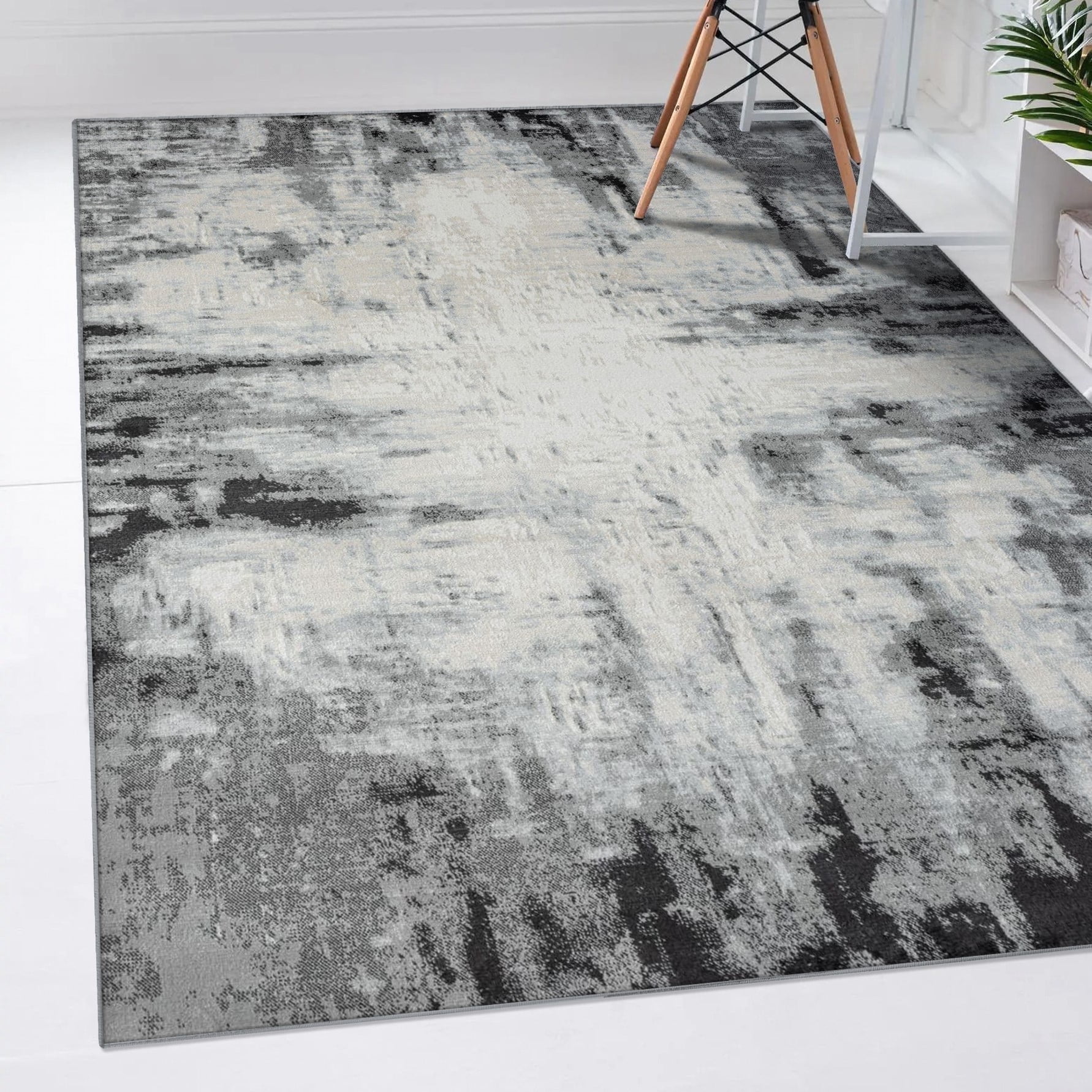 Anthracite Abstract 8' x 10' Synthetic Area Rug