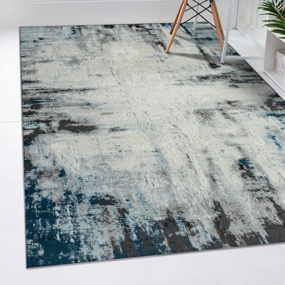 Luxe Weavers Olimpia Collection 5956 Blue 8x10 Modern Abstract Area Rug