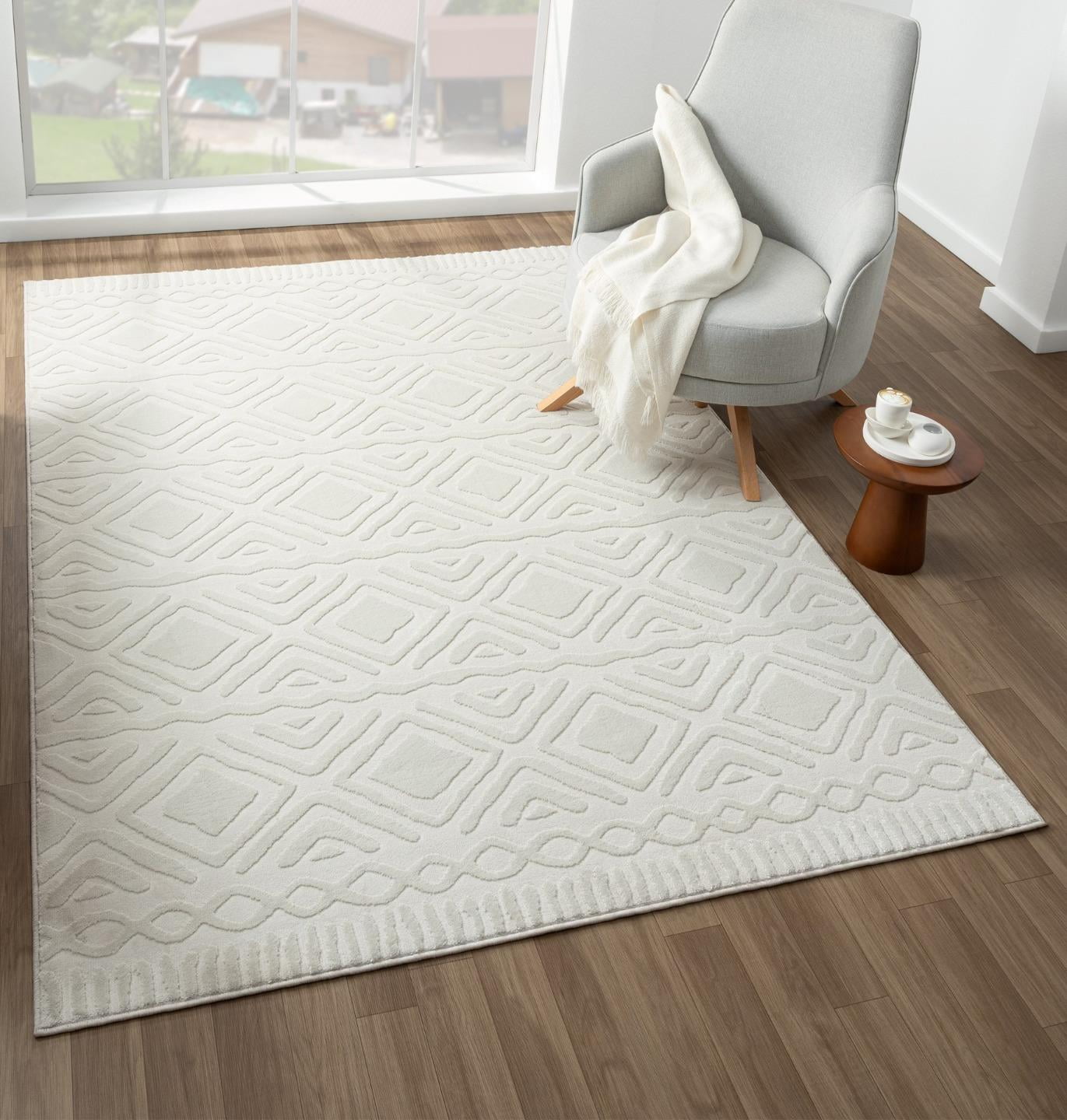 Luxe Weavers Moroccan Diamond Cream 8x10 Area Rug for Living Rooms