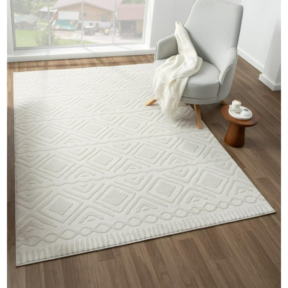 Luxe Weavers Moroccan Diamond Cream 8x10 Area Rug for Living Rooms