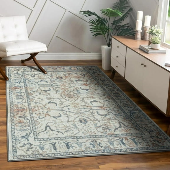 Luxe Weavers Oriental Floral Modern Farmhouse Ivory 8x10 Area Rug for Living Rooms