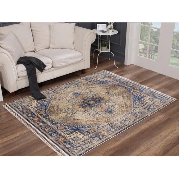 Luxe Weavers Oriental Fringe Taupe 8x10 Area Rug
