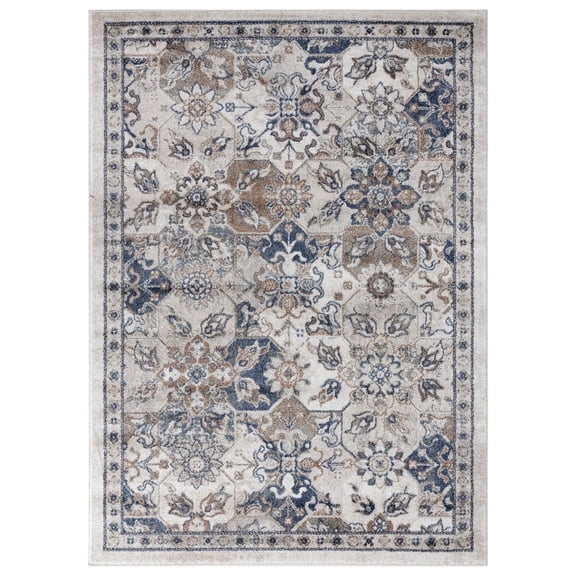 Luxe Weavers Oriental Ivory 8x10 Area Rug Off-White Floral Carpet