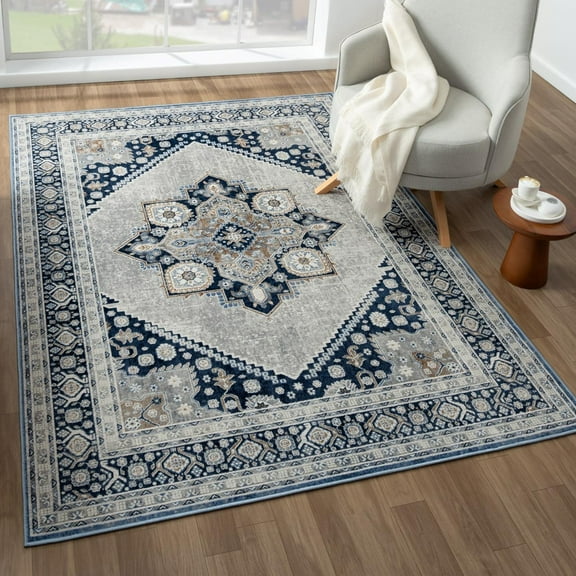Luxe Weavers Oriental Medallion Ivory 5x7 Area Rug, Indoor Carpet with Medium Pile