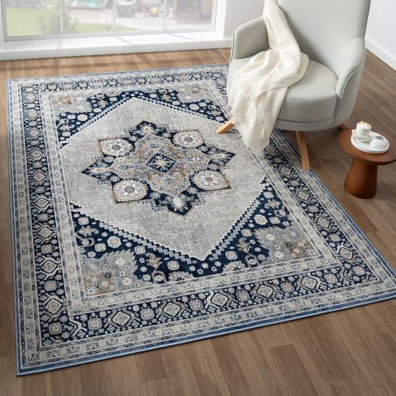 Luxe Weavers Oriental Medallion Ivory 6x9 Area Rug, Indoor Carpet with Medium Pile