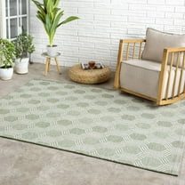 Luxe Weavers Outdoor Geometric Trellis Green 5x7 Area Rug, Low Pile Carpet
