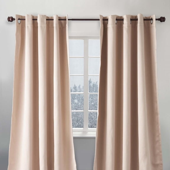 Luxe Weavers Pair of Window Panels Cream 100% Blackout Curtains 63" Length for Bedrooms, Energy Efficient Drapes