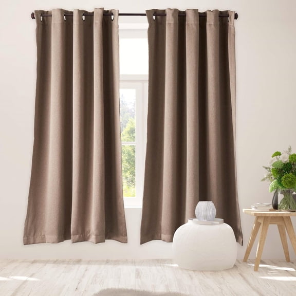 Luxe Weavers Pair of Window Panels Dark Taupe 100% Blackout Curtains 84" Length for Bedrooms, Energy Efficient Drapes