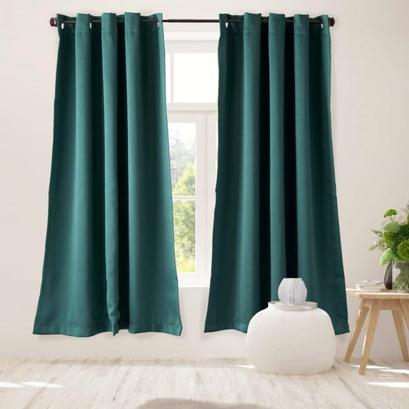 Luxe Weavers Pair of Window Panels Green 100% Blackout Curtains 108" Length for Bedrooms, Energy Efficient Drapes
