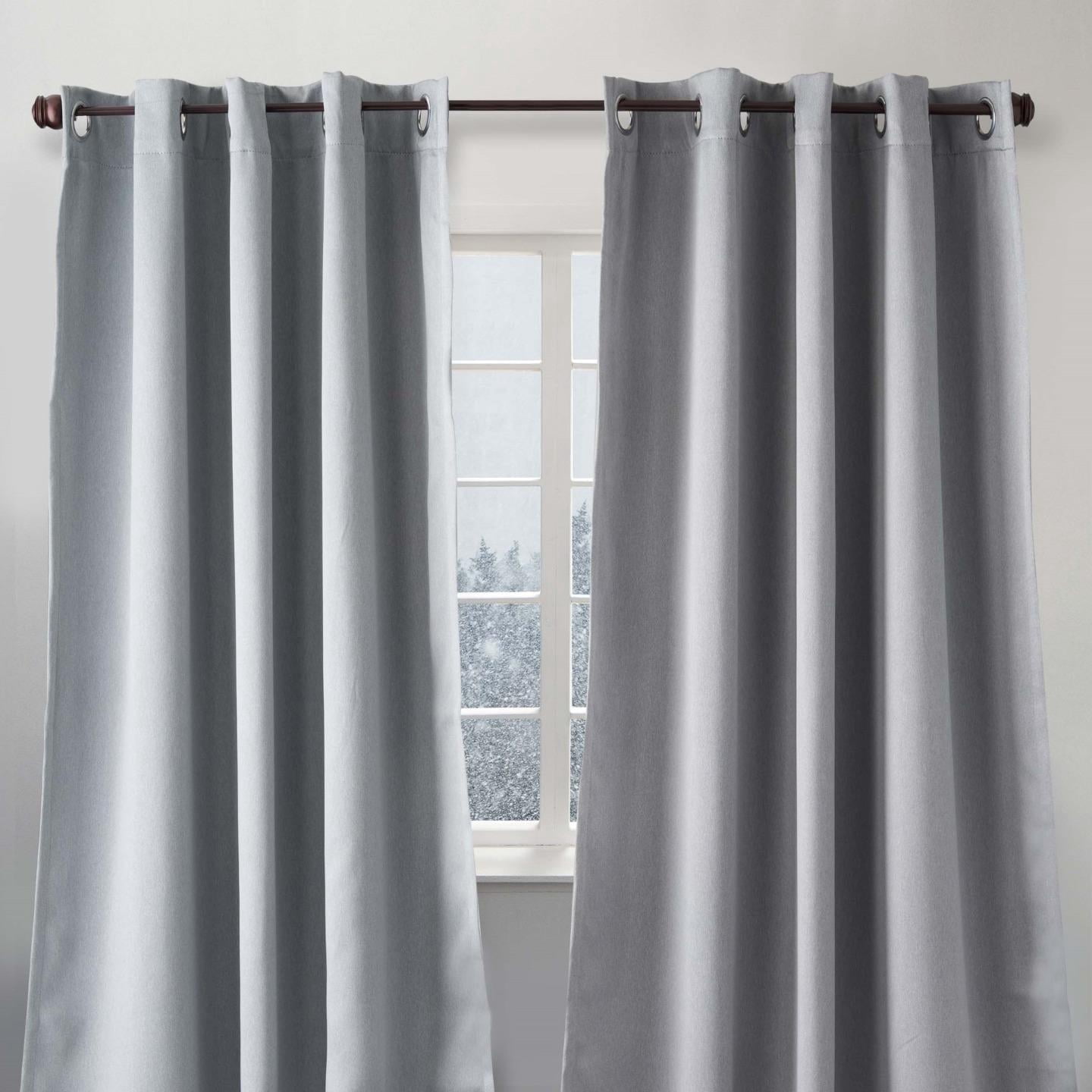 Luxe Weavers Pair of Window Panels Grey 100% Blackout Curtains 108" Length for Bedrooms, Energy Efficient Drapes
