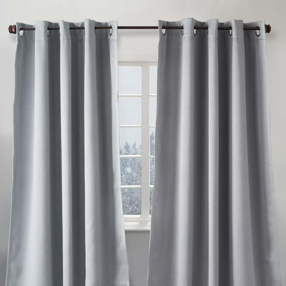 Luxe Weavers Pair of Window Panels Grey 100% Blackout Curtains 84" Length for Bedrooms, Energy Efficient Drapes