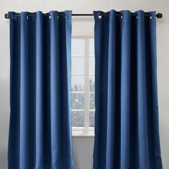 Luxe Weavers Pair of Window Panels Navy 100% Blackout Curtains 108" Length for Bedrooms, Energy Efficient Drapes