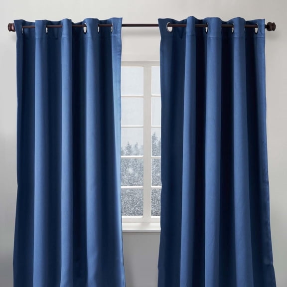 Luxe Weavers Pair of Window Panels Navy 100% Blackout Curtains 84" Length for Bedrooms, Energy Efficient Drapes