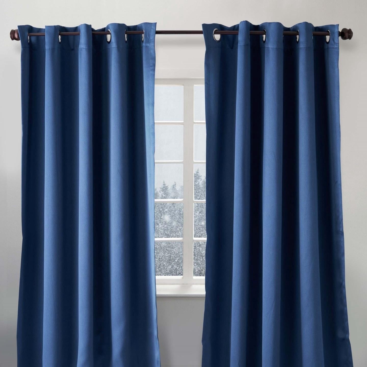 Luxe Weavers Pair of Window Panels Navy 100% Blackout Curtains 95" Length for Bedrooms, Energy Efficient Drapes