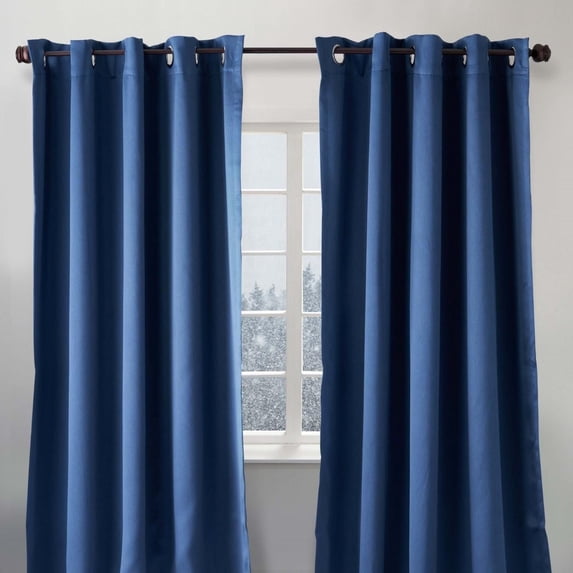 Luxe Weavers Pair of Window Panels Navy 100% Blackout Curtains 95" Length for Bedrooms, Energy Efficient Drapes