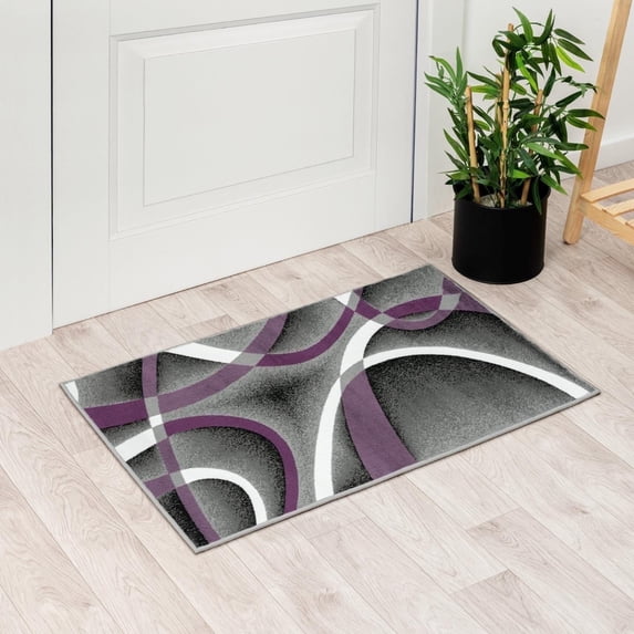 Luxe Weavers Purple Modern Abstract Area Rug 2x3 Geometric Living Room Carpet