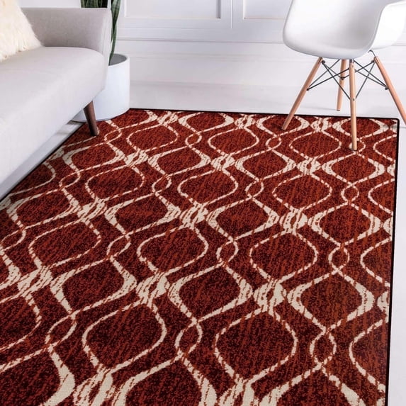 Luxe Weavers Red 8x10 Geometric Area Rug for Living Room
