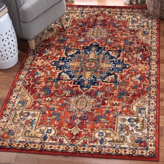 Luxe Weavers Red Oriental 5x7 Area Rug Stain Resistant Floral Carpet
