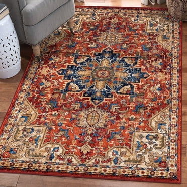 Luxe Weavers Red Oriental 5x7 Area Rug Stain Resistant Floral Carpet