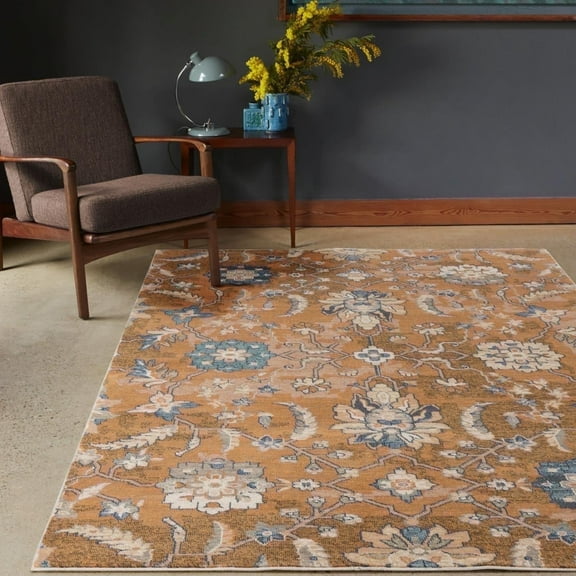 Luxe Weavers Traditional Moroccan Orange 8x10 Area Rug Floral Carpet for Bedrooms